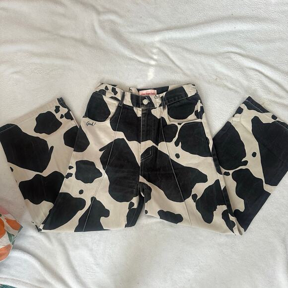 Lisa Says Gah Cow Print Robyn Jeans - Picture 1 of 8